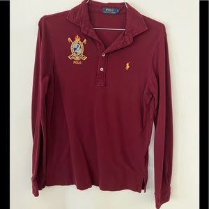 Ralph Lauren long sleeve polo. Burgundy. Size small. Sharp!